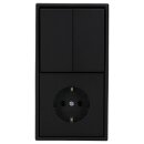JUNG Serie LS Komplett-Set Graphitschwarz Matt: 505U Wippschalter Serien + LS1520SWM SCHUKO Steckdose + LS995SWM Wippe + LS982SWM Rahmen 2fach