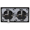 JUNG Serie LS Komplett-Set Graphitschwarz Matt: 2x LS1520SWM SCHUKO Steckdose + LS982SWM Rahmen 2fach