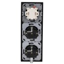 JUNG Serie LS Komplett-Set Graphitschwarz Matt: 506U Wippschalter Universal + 2x LS1520SWM SCHUKO Steckdose + LS990SWM Wippe + LS983SWM Rahmen 3fach
