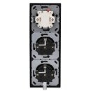 JUNG Serie LS Komplett-Set Graphitschwarz Matt: 506U Wippschalter Universal + 2x LS1520KISWM SCHUKO Steckdose mit Berührungsschutz + LS990SWM Wippe + LS983SWM Rahmen 3fach
