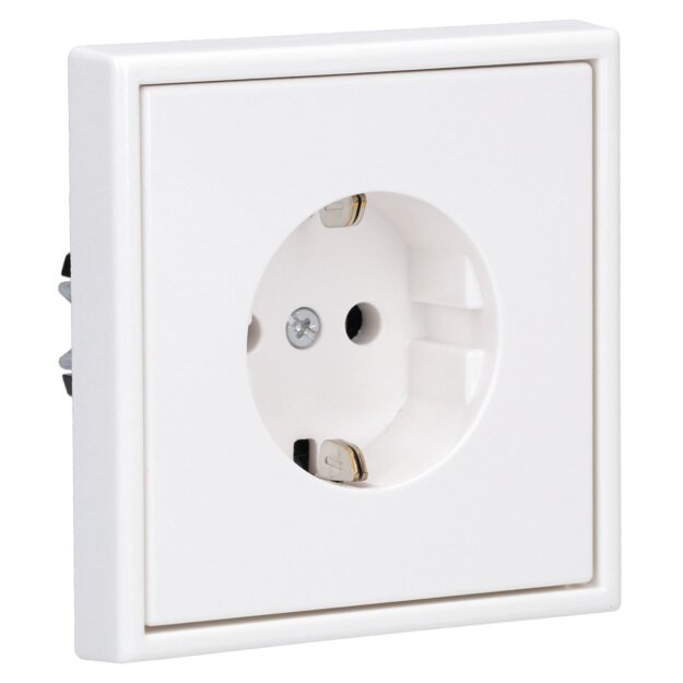 JUNG Serie LS Komplett-Set Schneeweiß Matt: LS1520WWM SCHUKO Steckdose + LS981WWM Rahmen 1fach