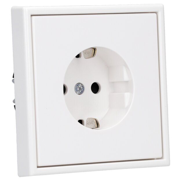 JUNG Serie LS Komplett-Set Schneeweiß Matt: LS1520KIWWM SCHUKO Steckdose mit Berührungsschutz + LS981WWM Rahmen 1fach