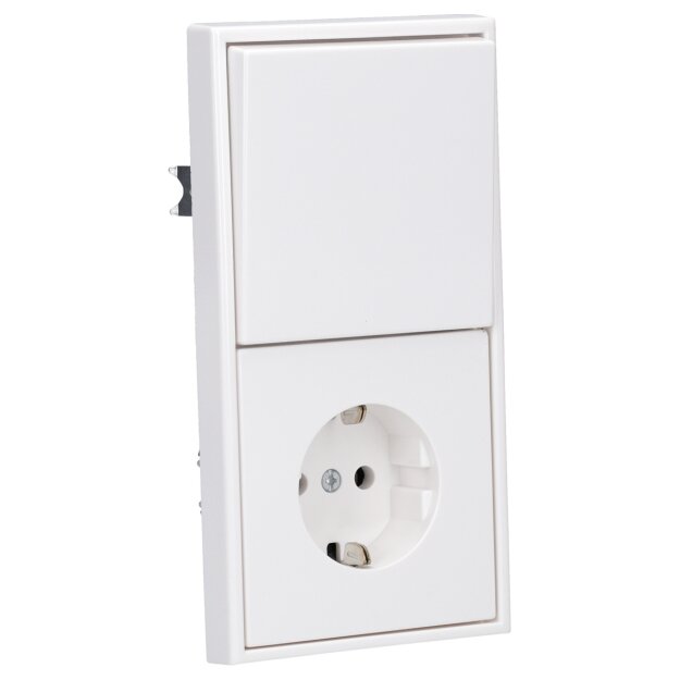 JUNG Serie LS Komplett-Set Schneeweiß Matt: 506U Wippschalter Universal + LS1520WWM SCHUKO Steckdose + LS990WWM Wippe + LS982WWM Rahmen 2fach