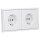 JUNG Serie LS Komplett-Set Schneeweiß Matt: 2x LS1520WWM SCHUKO Steckdose + LS982WWM Rahmen 2fach