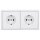 JUNG Serie LS Komplett-Set Schneeweiß Matt: 2x LS1520WWM SCHUKO Steckdose + LS982WWM Rahmen 2fach