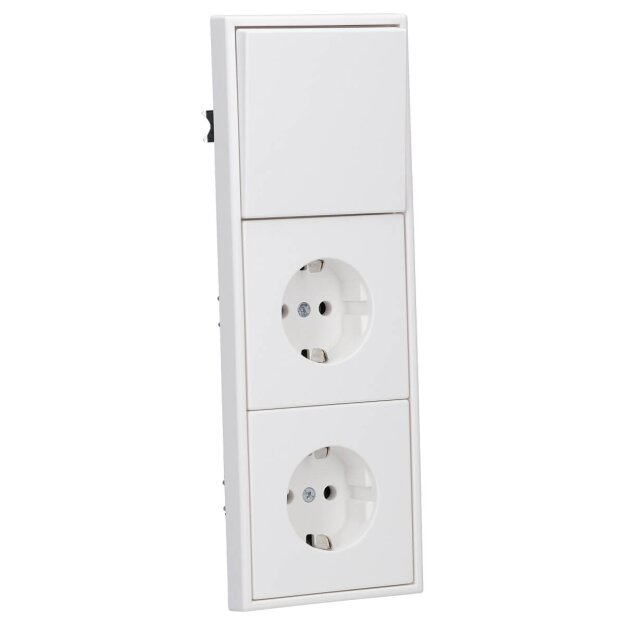 JUNG Serie LS Komplett-Set Schneeweiß Matt: 506U Wippschalter Universal + 2x LS1520WWM SCHUKO Steckdose + LS990WWM Wippe + LS983WWM Rahmen 3fach
