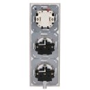 JUNG Serie LS Komplett-Set Schneeweiß Matt: 506U Wippschalter Universal + 2x LS1520WWM SCHUKO Steckdose + LS990WWM Wippe + LS983WWM Rahmen 3fach