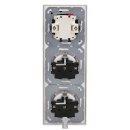 JUNG Serie LS Komplett-Set Schneeweiß Matt: 506U Wippschalter Universal + 2x LS1520KIWWM SCHUKO Steckdose mit Berührungsschutz + LS990WWM Wippe + LS983WWM Rahmen 3fach