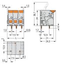 Wago 2606-1103/010-000 Leiterplattenklemme Hebel Grau