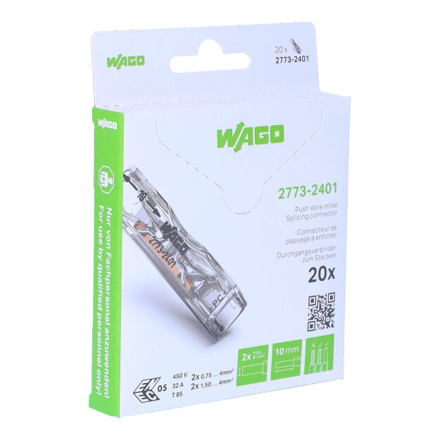 Wago 2773-2401/995-020 Durchgangsverbinder Farblos