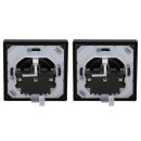 JUNG LS IP 44  Set Graphitschwarz Matt: 2x LS1521KLSWM Schuko Steckdose m. Klappdeckel + 2x 551WU Dichtungsflansch + 2x LS981SWM Rahmen 1fach