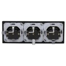 JUNG LS IP 44 Set Graphitschwarz Matt: 3x LS1521KLSWM Schuko Steckdose m. Klappdeckel + 3x 551WU Dichtungsflansch + LS983SWM Rahmen 3fach