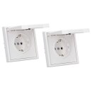 JUNG LS IP 44 Set Schneeweiß Matt: 2x LS1521KLWWM Schuko Steckdose m. Klappdeckel + 2x 551WU Dichtungsflansch + 2x LS981WWM Rahmen 1fach