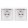 JUNG LS IP 44 Set Schneeweiß Matt: 2x LS1521KLWWM Schuko Steckdose m. Klappdeckel + 2x 551WU Dichtungsflansch + 2x LS981WWM Rahmen 1fach