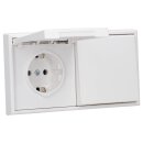 JUNG LS IP 44 Set Schneeweiß Matt: 2x LS1521KLWWM Schuko Steckdose m. Klappdeckel + 2x 551WU Dichtungsflansch + LS982WWM Rahmen 2fach