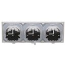 JUNG LS IP 44 Set Schneeweiß Matt: 3x LS1521KLWWM Schuko Steckdose m. Klappdeckel + 3x 551WU Dichtungsflansch + LS983WWM Rahmen 3fach