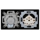 Busch-Jaeger Busch-balance SI Set: Rutenbeck Netzwerkdose 136104070 UAE-Cat.6A iso-8/8 Up 0 mit Zentralscheibe 2-fach + 20 EUC-915 Steckdose + 1722-915 2-fach Rahmen Schwarz Matt