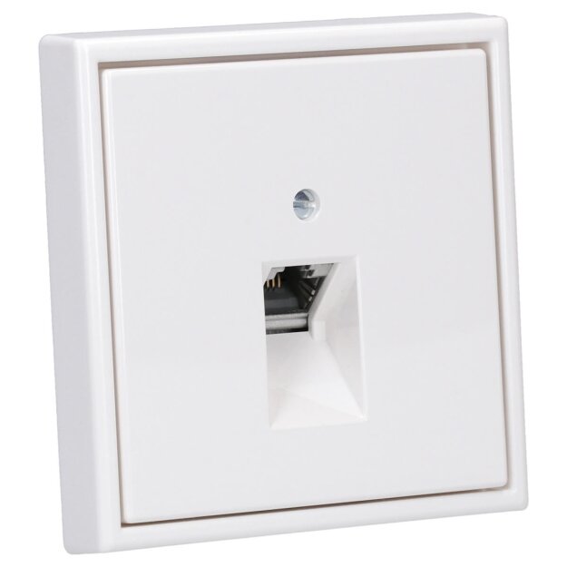 JUNG Serie LS Komplett-Set Schneeweiß Matt: Cat.6A iso-Anschlussdose UAE-Cat.6A iso-8 Up 0 + LS969-1UAWWM Abdeckung f. IAE/UAE-Anschlussdose + LS981WWM Rahmen 1fach