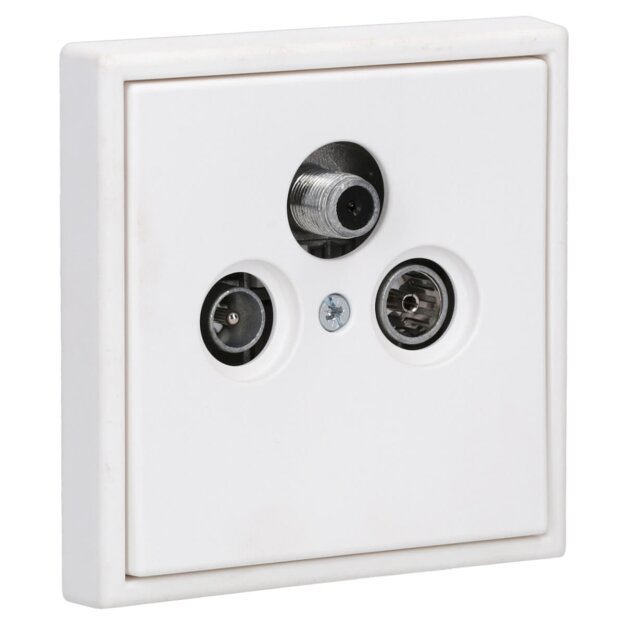 JUNG Serie LS Komplett-Set Schneeweiß Matt: Triax EDA 302 F Antennendose 3-Loch Stichdose SAT/TV/R + LS990SATWWM Abdeckung f. SAT-TV-Steckdose + LS981WWM Rahmen 1fach