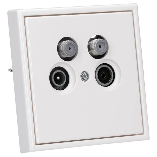 JUNG Serie LS Komplett-Set Schneeweiß Matt: Antennensteckdose 4-Loch Stichdose ASTRO GUT 400 + LS990-4SAT2WWM Abdeckung f. SAT-TV-Steckdose Ankaro + LS981WWM Rahmen 1fach