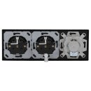 JUNG Serie LS Komplett-Set Graphitschwarz Matt: Cat.6A iso-Anschlussdose UAE-Cat.6A iso-8 Up 0 + LS969-1UASWM Abdeckung f. IAE/UAE-Anschlussdose + 2x LS1520SWM Schuko Steckdose + LS983SWM Rahmen 3fach