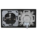JUNG Serie LS Komplett-Set Graphitschwarz Matt: Cat.6A iso-Anschlussdose UAE-Cat.6A iso-8/8 Up 0 + LS969-2UASWM Abdeckung f. IAE/UAE-Anschlussdose + LS1520SWM Schuko Steckdose + LS982SWM Rahmen 2fach