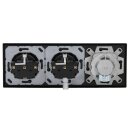 JUNG Serie LS Komplett-Set Graphitschwarz Matt: Cat.6A iso-Anschlussdose UAE-Cat.6A iso-8/8 Up 0 + LS969-2UASWM Abdeckung f. IAE/UAE-Anschlussdose + 2x LS1520SWM Schuko Steckdose + LS983SWM Rahmen 3fach