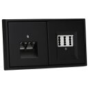 JUNG Serie LS Komplett-Set Graphitschwarz Matt: Cat.6A iso-Anschlussdose UAE-Cat.6A iso-8/8 Up 0 + LS969-2UASWM Abdeckung + TAE-Anschlussdose TAE 3x6 NFN Up 0 rw + LS969TSWM Abdeckung + LS982SWM Rahmen 2fach