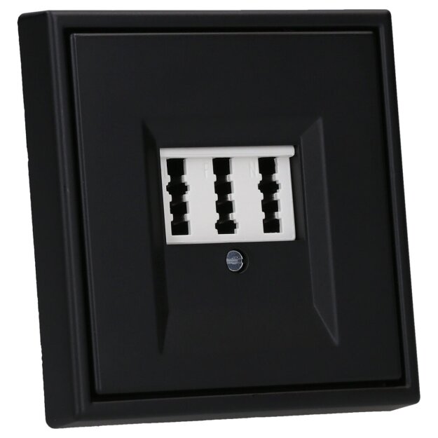 JUNG Serie LS Komplett-Set Graphitschwarz Matt: TAE-Anschlussdose TAE 3x6 NFN Up 0 rw + LS969TSWM Abdeckung f. TAE-Anschlussdose + LS981SWM Rahmen 1fach