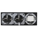 JUNG Serie LS Komplett-Set Graphitschwarz Matt: TAE-Anschlussdose TAE 3x6 NFN Up 0 rw + LS969TSWM Abdeckung f. TAE-Anschlussdose + 2x LS1520SWM Schuko Steckdose + LS983SWM Rahmen 3fach