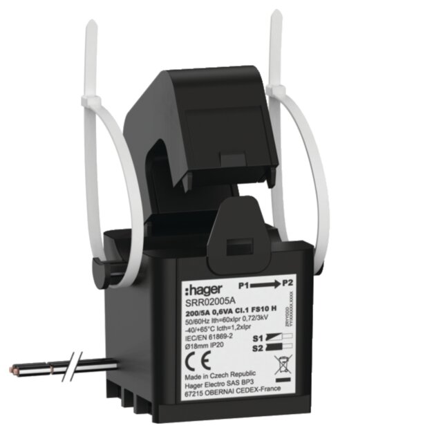 Hager SRR02005A Klappwandler SC1 18mm 200/5A 0.6VA Kl.1