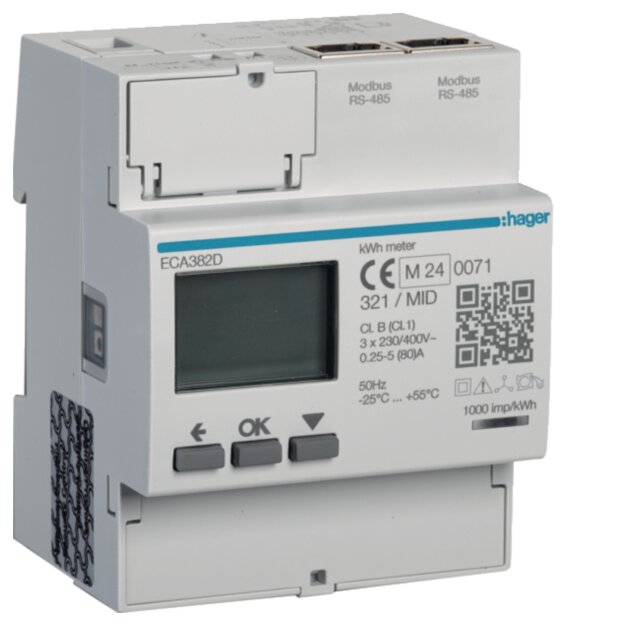 Hager ECA382D Energiezähler 3ph direkt 80A AGARDIO MID
