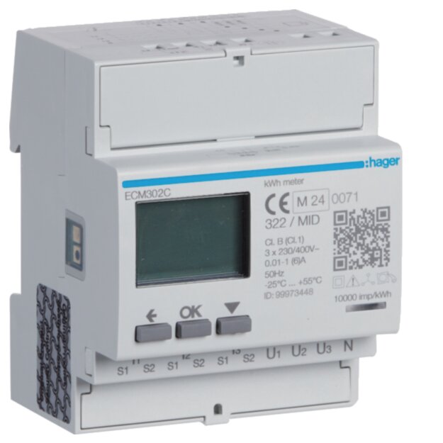 Hager ECM302C Energiezähler 3ph indirekt MBUS MID