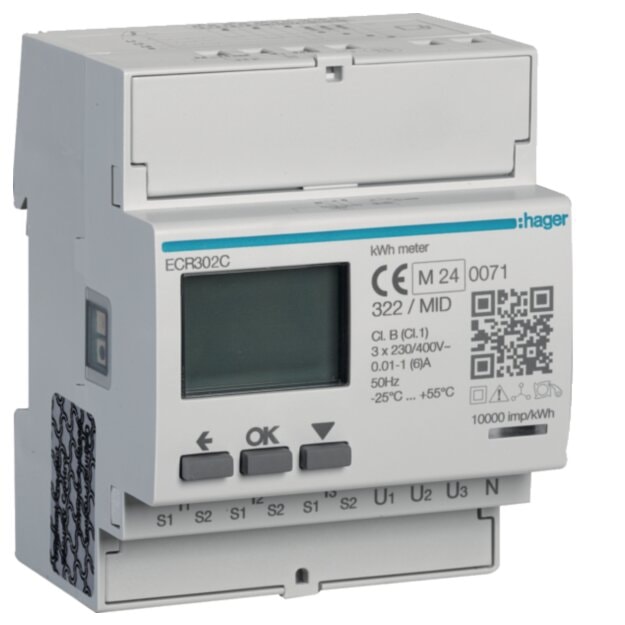 Hager ECR302C Energiezähler 3ph indirekt MODBUS MID