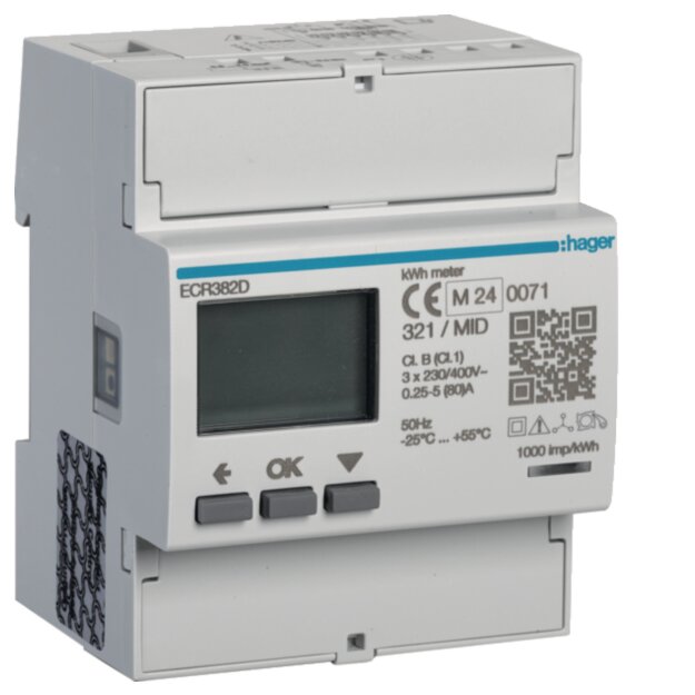 Hager ECR382D Energiezähler 3ph direkt 80A MODBUS MID