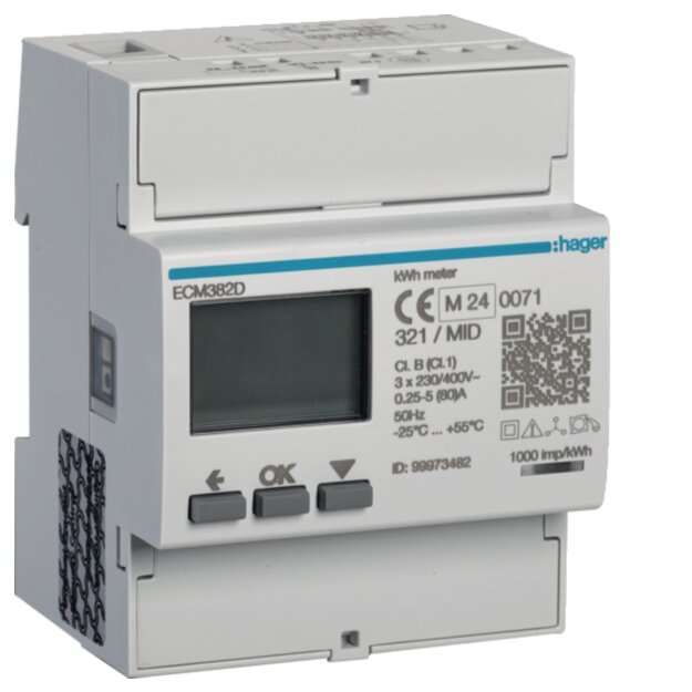 Hager ECM382D Energiezähler 3ph direkt 80A MBUS MID