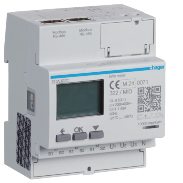 Hager ECA302C Energiezähler 3ph indirekt AGARDIO MID