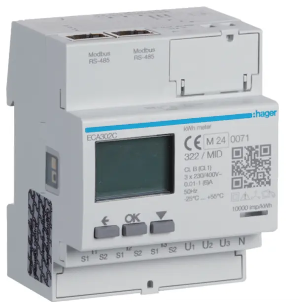 Hager ECA302C Energiezähler 3ph indirekt AGARDIO MID