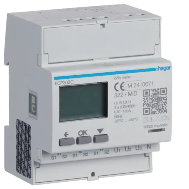 Hager ECP302C Energiezähler 3ph indirekt S0 MID
