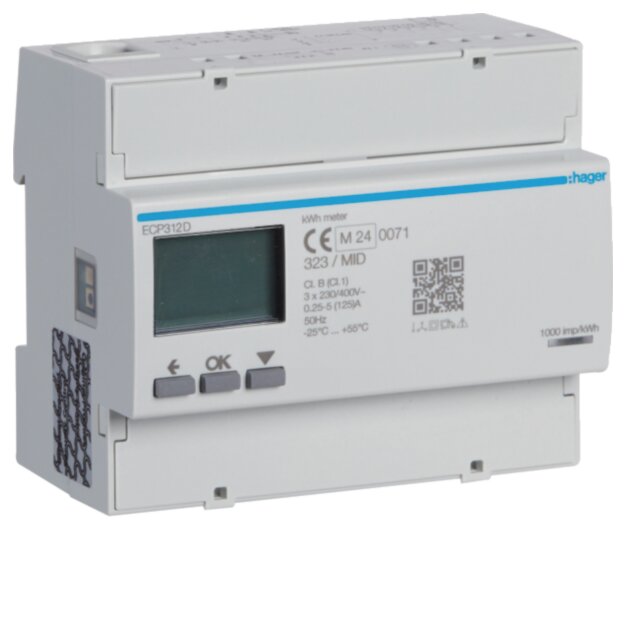 Hager ECP312D Energiezähler 3ph direkt 125A S0 MID