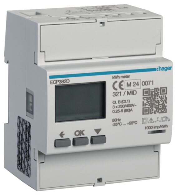 Hager ECP382D Energiezähler 3ph direkt 80A S0 MID
