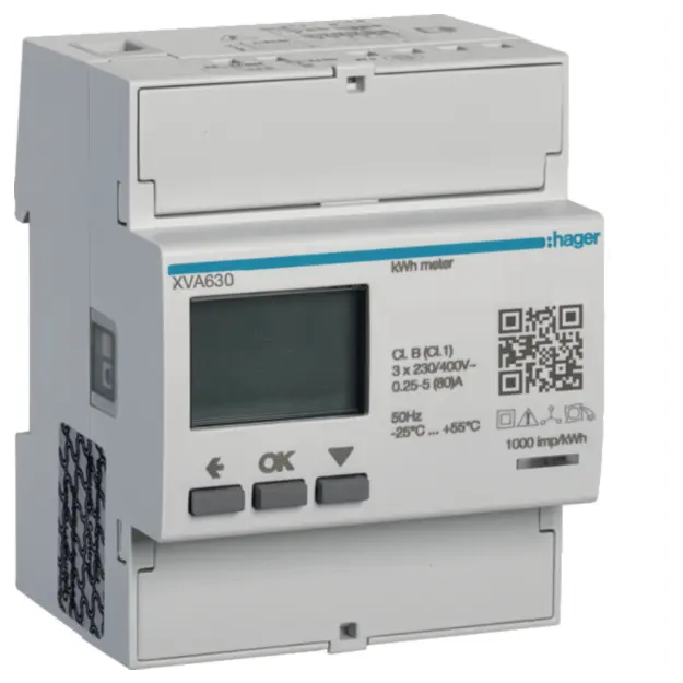 Hager XVA630 3p-Energiezähler für PV-Überschussladen
