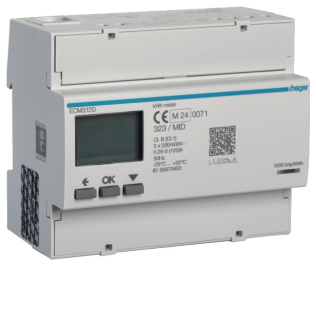 Hager ECM312D Energiezähler 3ph direkt 125A MBUS MID