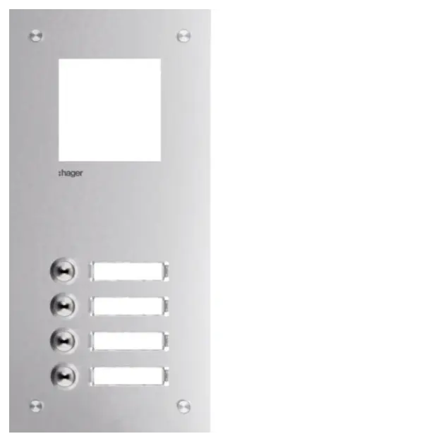 Hager RTQ104X Frontplatte intercom mono 4 Tasten