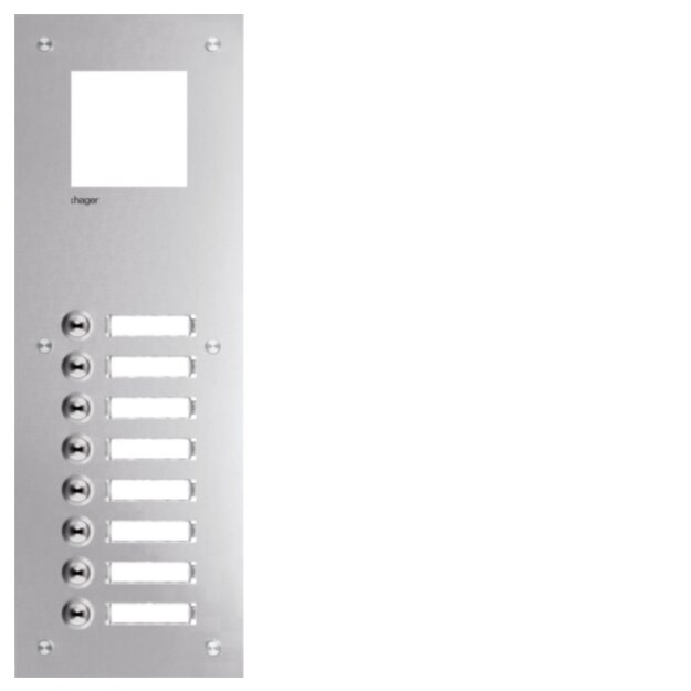 Hager RTQ108X Frontplatte intercom mono 8 Tasten