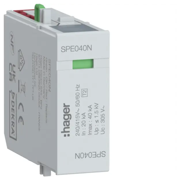 Hager SPE040N Steckmodul N-PE In 20kA Imax 40kA