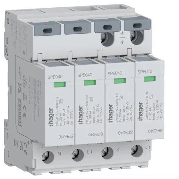 Hager SPE440S Überspannungsabl 4P TNS 40 kA