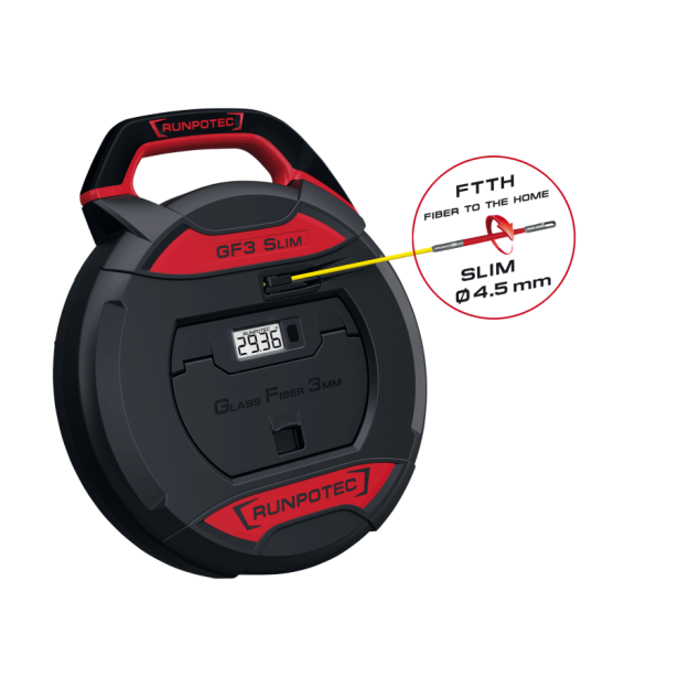 Runpotec 10207 GF3 SLIM Kabeleinziehwerkzeug Ø 3 mm mit Meterzähler - 20 m