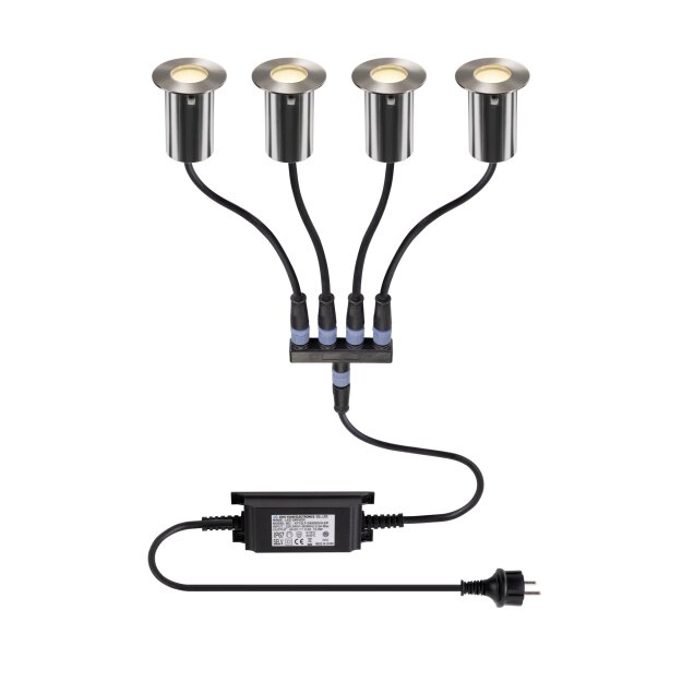 SLV 1008841 TRAIL-LITE® 60 4er Set Bodeneinbauleuchten 3000K IP67 rund Edelstahl / Aluminium