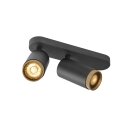 SLV 1009097 GRIP! L SPOT CL double QPAR51 Deckenaufbauleuchte zylindrisch 2 x max. 6 Watt Schwarz / Gold